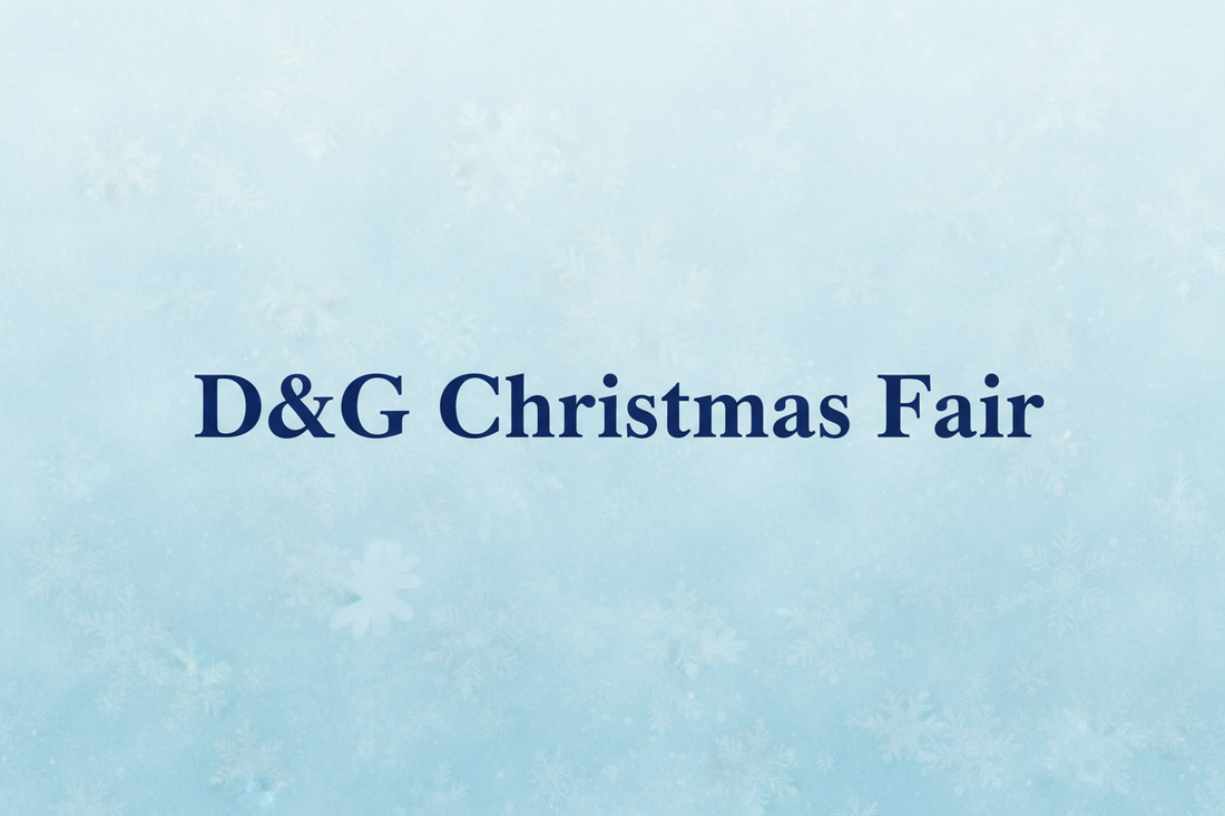 D&G Christmas Fair on a frosty blue background