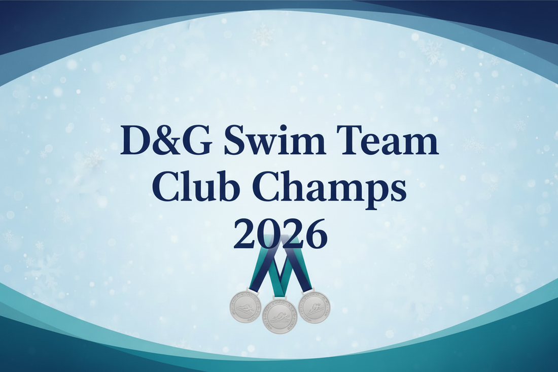 D&G Swim Team Club Champs 2026 with swimming medals